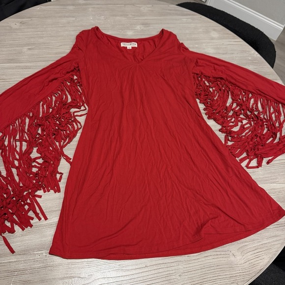 IDYLLWIND Fueled By Miranda Lambert Women's LARGE Red Western Rodeo Fringe Dress - Picture 5 of 7